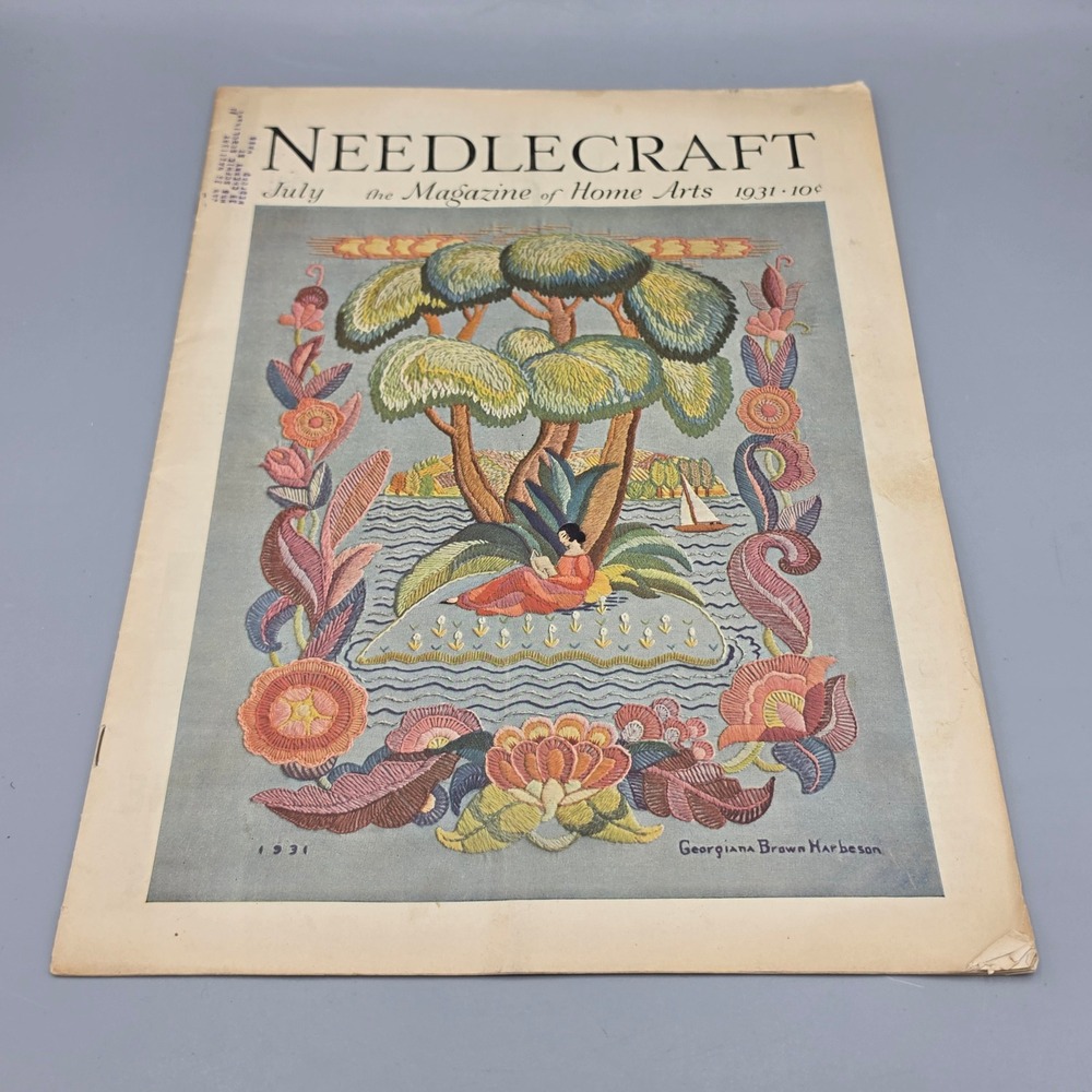 Needlecraft Magazine July 1931 Home Arts Vintage Ephemera Camel Kotex Ads 1930s‎
